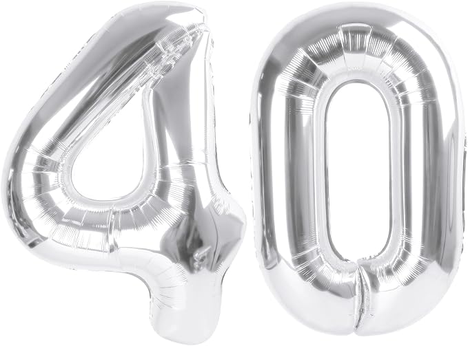 Number 40 Balloons 40 Inch Silver 40 Balloon by Mluchee