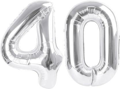 Number 40 Balloons 40 Inch Silver 40 Balloon by Mluchee