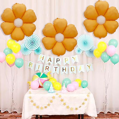 Daisy Balloons Yellow Flower Daisy Balloons Kit Groovy Party Decor Supplies - Image 4