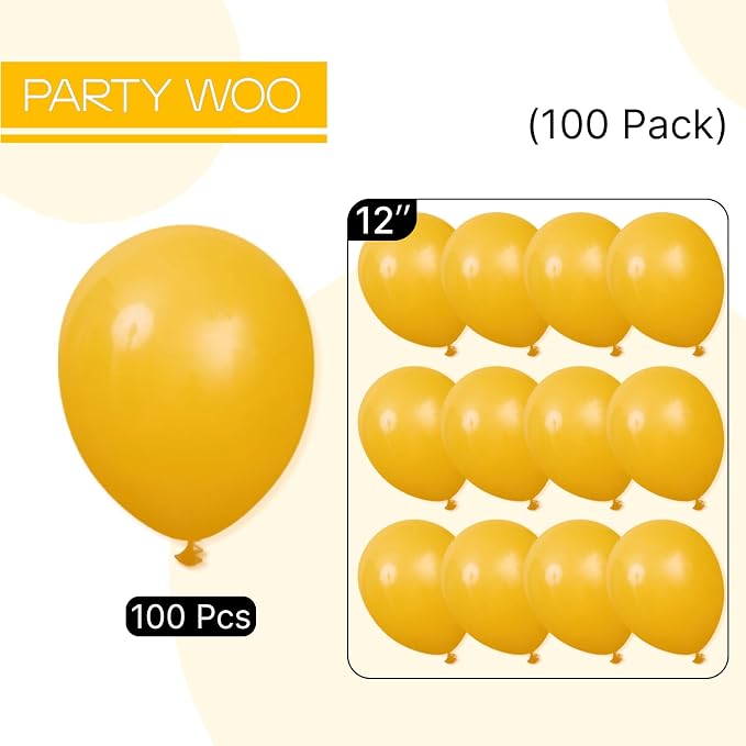 PartyWoo Mustard Yellow Balloons 100pcs 12 Inch Boho Netural Fall Balloons - Image 7