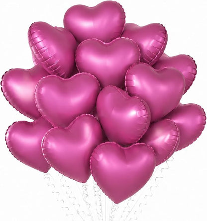 TONIFUL 15 Pack 18 Inch Matte Pink Heart Foil Balloons – Pink Mylar Heart by TONIFUL