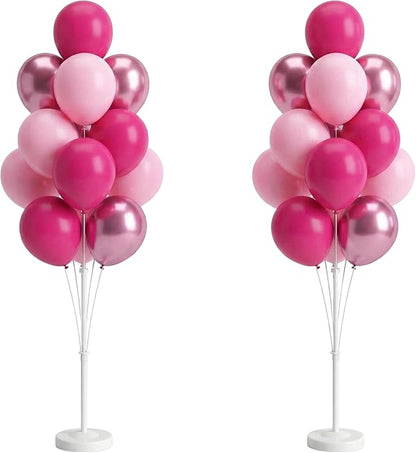 Metallic Chrome Pink Balloon Tower Stand Sticks by Tosuced