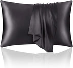 ECOSA Luxurious 30 Momme 100% Mulberry Silk Pillowcase (50x70cm) – 6A Grade Charmeuse Weave, Oeko-TEX® Certified – Frizz-Free Hair & Wrinkle-Free Skin (Charcoal)
