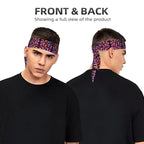 Boys Girls Cool Sports Sweat Band Head Decor for Running Athletic Spa, Long Multipurpose Goth Sun Moon Star Magic Hippie Trippy Mushroom Head Ribbon Headdress
