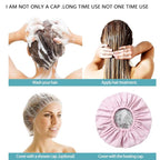 2 Pack Shower Caps for Women - Deep Conditioning Hot Oil Steam Cap for Shower, Spa, Travel & Cooking Reusable Waterproof Double Layer Hair Treatment Caps(Pink Set)