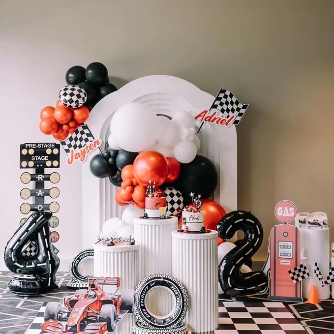 40 Inch Race Car Black Number Balloons Race Car Birthday Party Balloons Large - Image 5