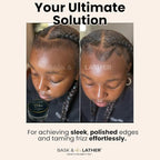 BASK & LATHER Strong Hold Edge Control Gel with Castor Oil, Non-Greasy, Non-Flaking, No White Cast, Long Lasting, Supports Hair Growth, Natural Formula, For All Hair Types, 5.3 Fl Oz