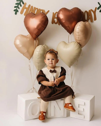 Sand White Brown Heart Balloons, 18Inch Boho Cream Nude Neutral Helium Balloon - Image 4
