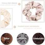 IVARYSS Scrunchies for Sleep, Premium Satin Soft Than Silk, Cute Bands Ties for Women, Girls - Curly, Thin & Thick Hair Styling, 12 Pack, Neutral Colors
