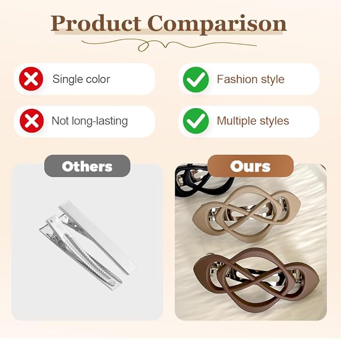 4 Pack Vintage French Barrette Hair Clips, 2025 New Hair Accessories for Women, Strong Hold No Slip Styling (Style B)