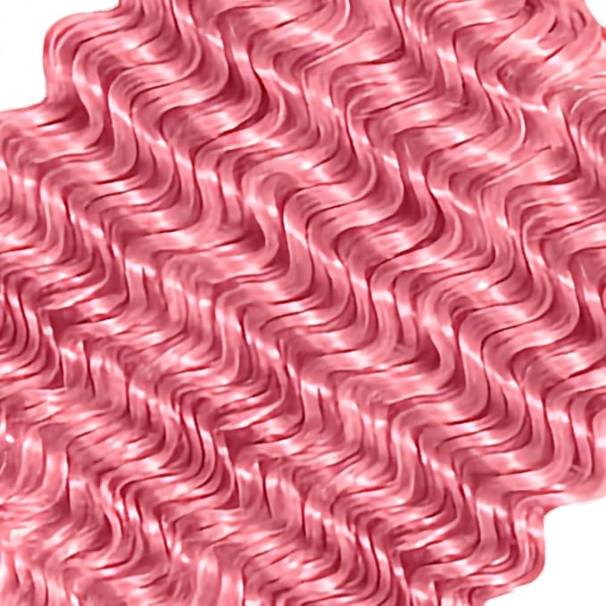 Pure Pink Deep Wave Bundles Pink Human Hair Bundle Peruvian Grade 8A Virgin Hair 3 Bundles 22 24 26 Inch Double Weft Hair Weave