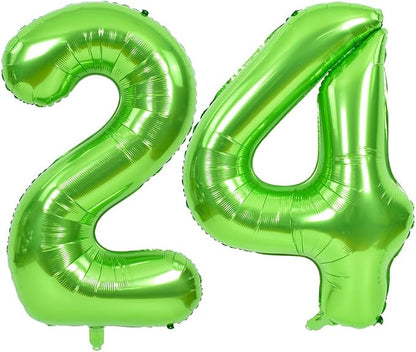 TONIFUL 40 Inch Green Number 24 Balloon Large Foil 24th Birthday Decoration | by TONIFUL