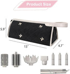 Large Quilted Hair Tools Travel Bag, Waterproof Aesthetic Hair Styling Accessories Storage Case for Flat Irons,Straightener,Curling Iron,Hair Dryer,Dyson Airwrap Travle Bag（02Black Bow）