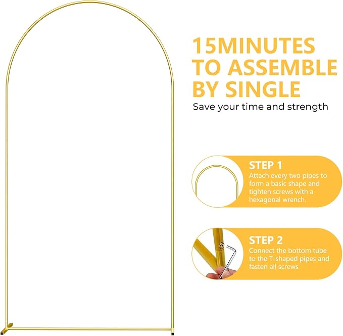 6.6FT Metal Arch Backdrop Stand Gold Balloon Arch Frame - Image 4