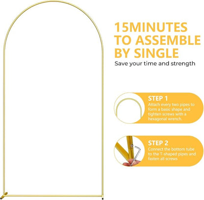 6.6FT Metal Arch Backdrop Stand Gold Balloon Arch Frame - Image 4