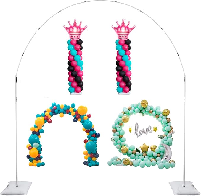 Decojoy Balloon Arch Stand, 7.5ft Large Round Backdrop Frame, Adjustable Half by Decojoy