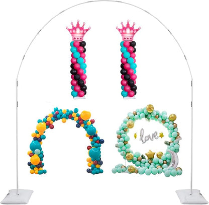 Decojoy Balloon Arch Stand, 7.5ft Large Round Backdrop Frame, Adjustable Half by Decojoy