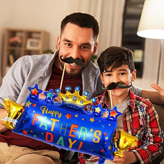 Fathers Trophy Balloons Fathers Foil Balloon Happy Father's Day Balloon Crown - Image 4