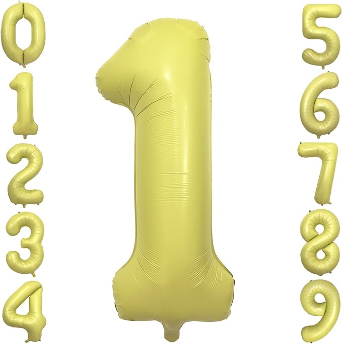 Pastel Yellow Number 1 Balloon 40 Inch Light Yellow Foil Number Balloons 1st by cocodino