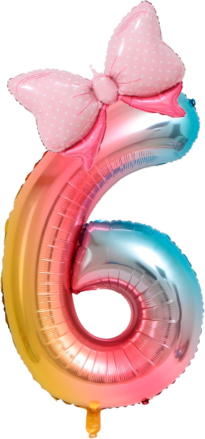 40-Inch Number 6 Gradient Giant Number Balloons And Mini Bow Balloons Foil by Unknown