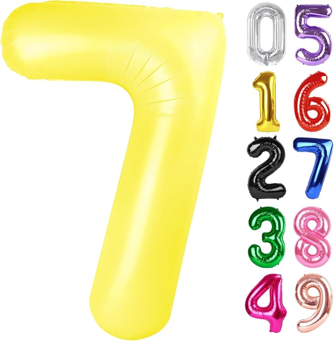 Yellow Number 7 Balloon 40 Inch, 7th Birthday Party Decorations Men Women | by IWERP