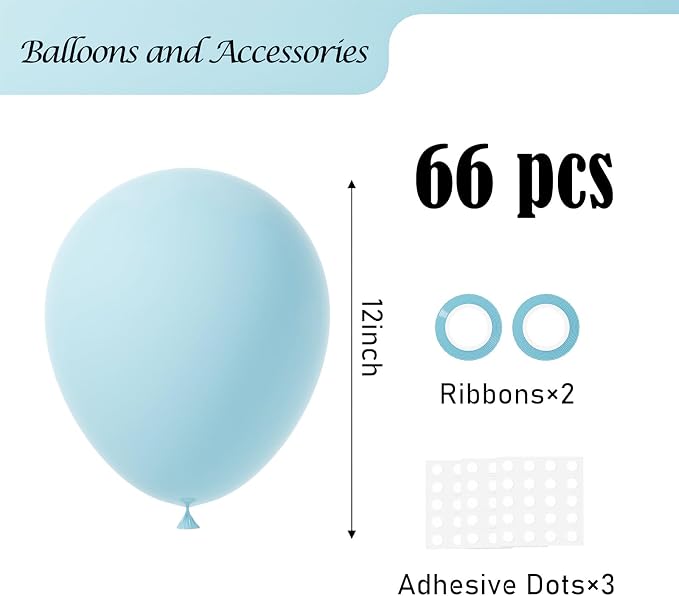 Voircoloria 66pcs Pale Aqua Blue Latex Party Balloons, 12inch | - Image 2