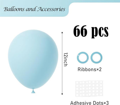 Voircoloria 66pcs Pale Aqua Blue Latex Party Balloons, 12inch | - Image 2