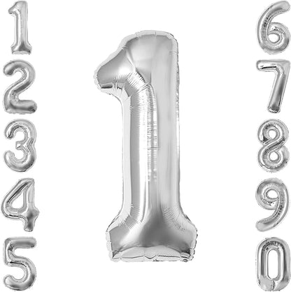 Silver Number 1 Balloon 40 Inch, Sleek Silver Foil Numeral by Unknown