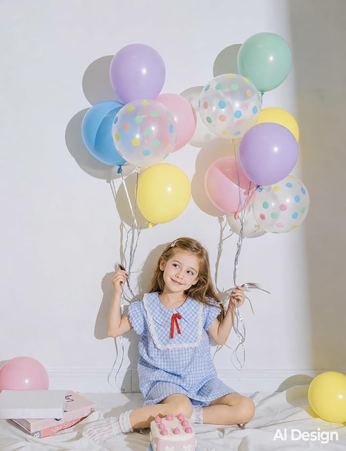Pastel Balloons, Pastel Rainbow Balloons, Polka Dot Balloons | 50 Pcs 12 Inch - Image 3