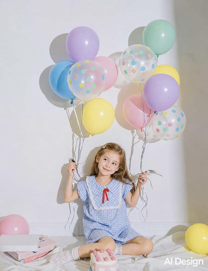 Pastel Balloons, Pastel Rainbow Balloons, Polka Dot Balloons | 50 Pcs 12 Inch - Image 3