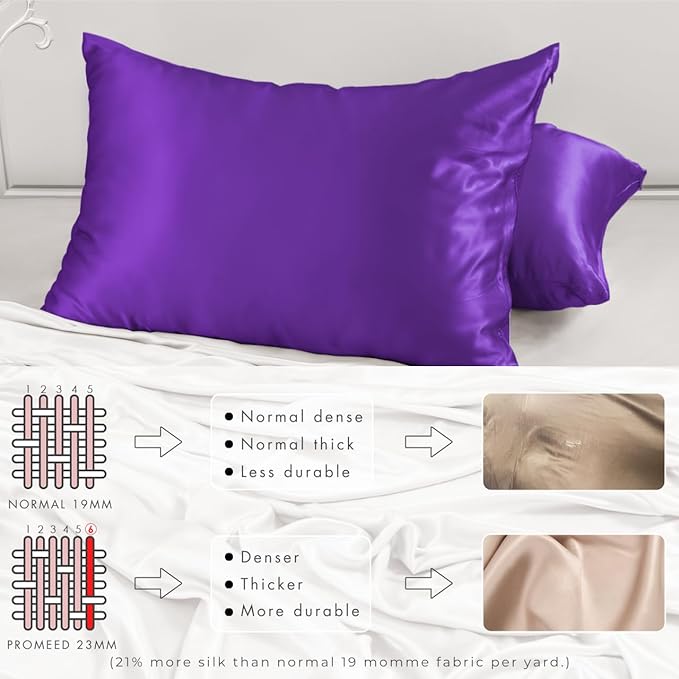 PROMEED 23 Momme Silk Toddler Pillowcase 13x18, Both Sides Highest Grade 6A+ Mulberry Silk Pillow Case Travel Size with Laundry Bag (Toddler/Travel-13 x18, Purple)