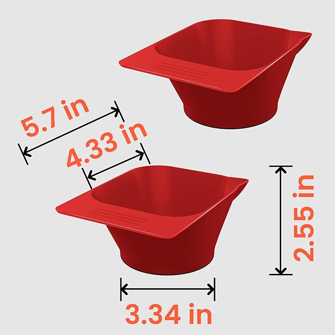 TASALON 2 Piece Magnetic Plastic Bowls Set for Hair Dye, Mixing Bowl for Hair Dye, Beauty Salon and Barber Station for Hairstylists, Red