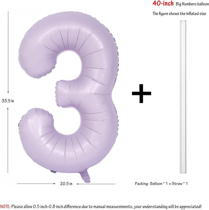 40 In Matte Purple Number Balloons Helium Foil Mylar Balloon Digital 3 | Perfect - Image 2