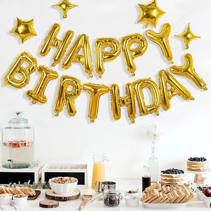 Gold Happy Birthday Banner Balloon Aluminum Foil 16 Inch Letter, 10 Inch Five - Image 5