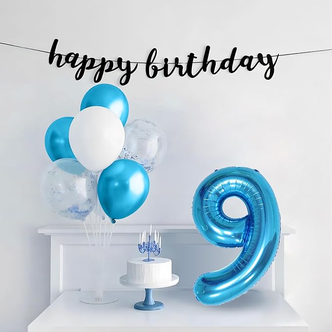 40 Inch Blue Number Balloons, Helium Mylar Foil Number Balloons - Image 5
