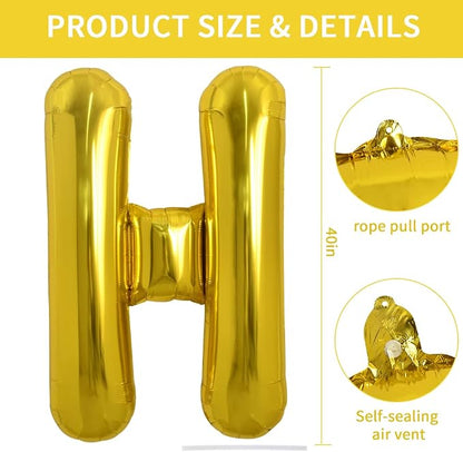 TONIFUL 40 Inch Large Gold Letter H Foil Balloons Alphabet Balloons | Giant - Image 2