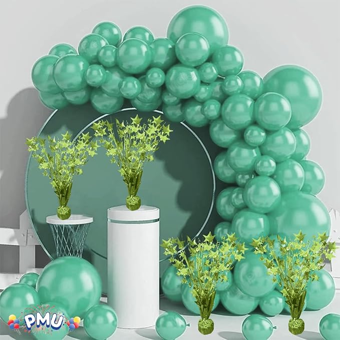 PMU Bursting Star Metallic Foil Spray Centerpiece- Lime Green Balloon Weights - Image 3