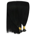 YoungSee I Tip Hair Extensions Human Hair Black 18 Inch Itip Human Hair Extensions Black I Tip Extensions Cold Fusion Itips Hair Extensions Human Hair Keratin Tip Extensions for Everyday Wear 60s 50g