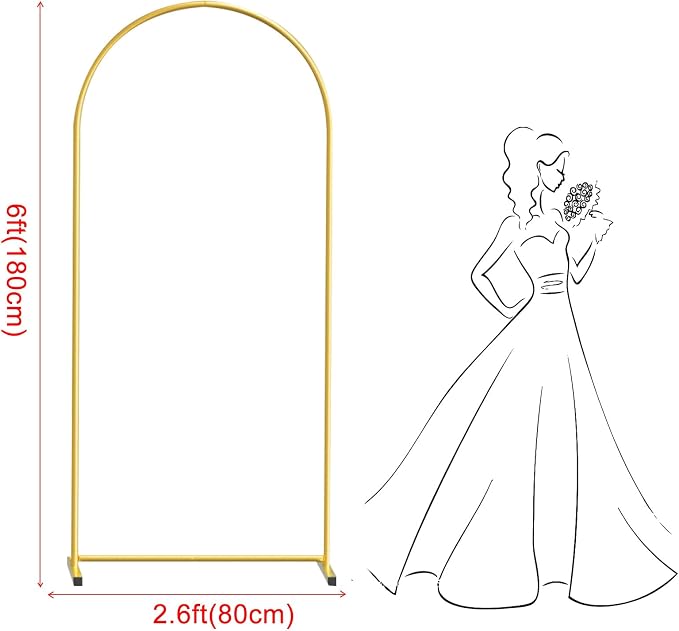 6FT Gold Metal Arch Backdrop Stand, Square Balloon Arch Stand Wedding Frame - Image 2