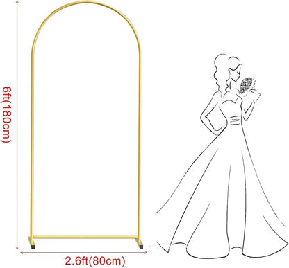 6FT Gold Metal Arch Backdrop Stand, Square Balloon Arch Stand Wedding Frame - Image 2