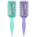 Curly Hair Brush Defining,Curly Brush Defining with Side Gear for Combing, Shaping,and Styling bounce,Lightweight Vented Hair Brush For Wet and Dry Hair（Green Purple）