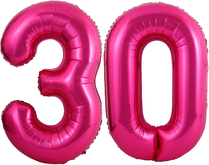 40 Inch Hot Pink 30 Number Balloons Giant Jumbo Huge 30 Foil Mylar Helium by LHOAVWE