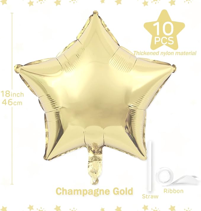 Champagne Gold Star Balloons 18 Inch - Image 2