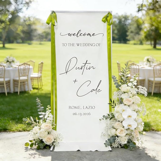 Personalized Fabric Wedding Welcome Sign, Linen Wedding Welcome Sign Cotton by Custom