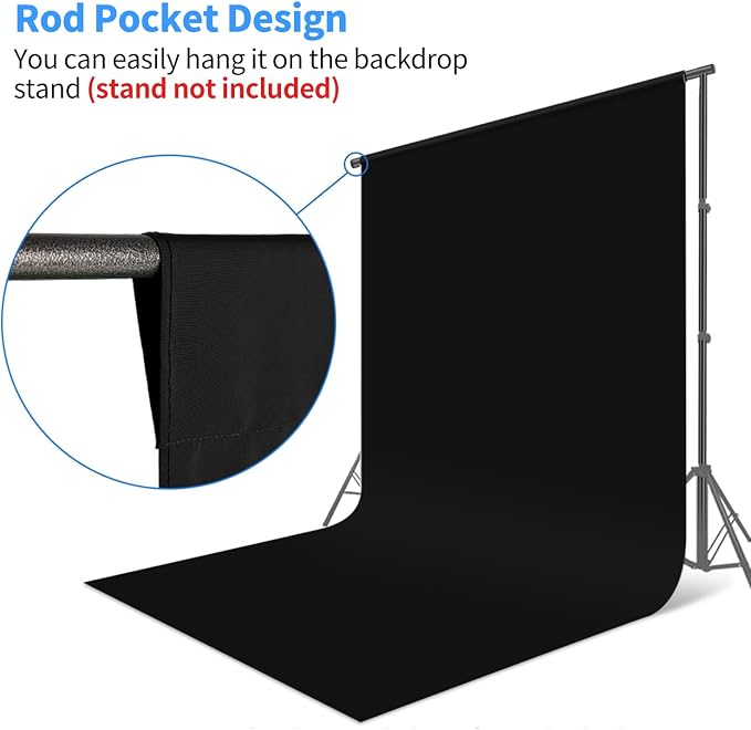 HEMMOTOP Black Photo Backdrop, Photography Screen Backdrops | Polyester Fabric - Image 7