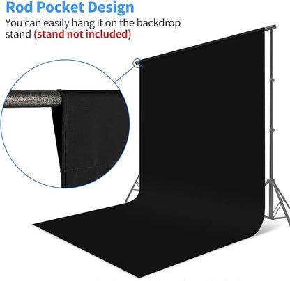 HEMMOTOP Black Photo Backdrop, Photography Screen Backdrops | Polyester Fabric - Image 7