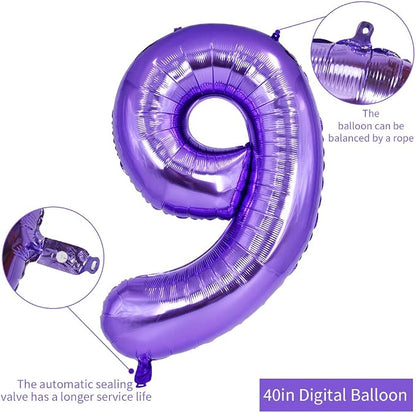 TONIFUL 40 Inch Purple Large Numbers Balloon 0-9 Birthday Party Decor, Foil - Image 2