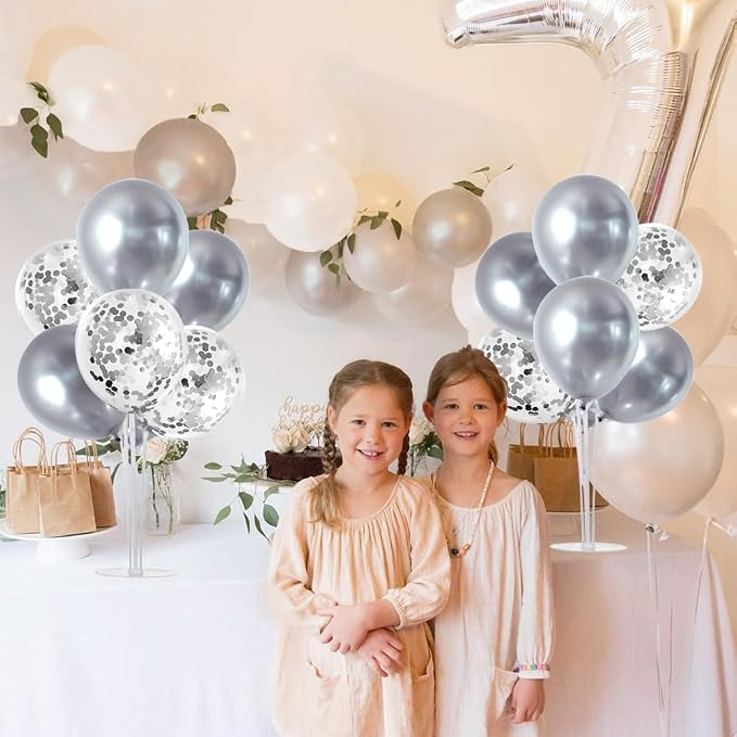 TONIFUL 4 Set Silver Balloon Stand Balloon Centerpiece - Image 4