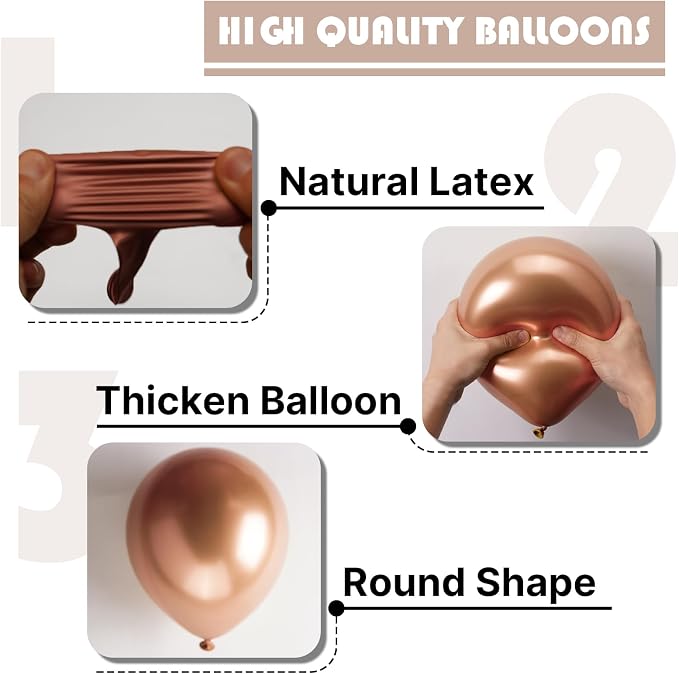 PartyWoo Metallic Rose Gold Balloons 85pcs Chrome Champagne Gold Color | - Image 7