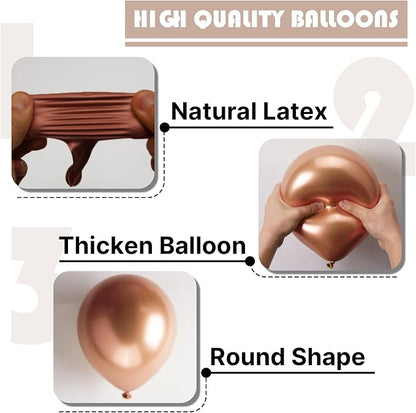 PartyWoo Metallic Rose Gold Balloons 85pcs Chrome Champagne Gold Color | - Image 7